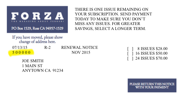 Forza Renewal Notice Example